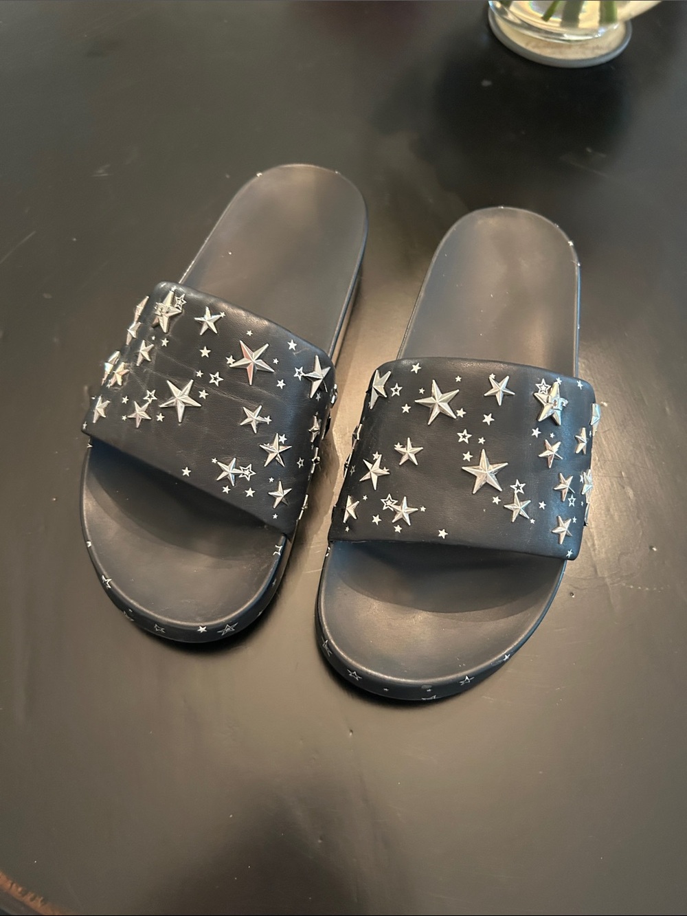 Tory Burch Black Star-Studded Slide Sandals